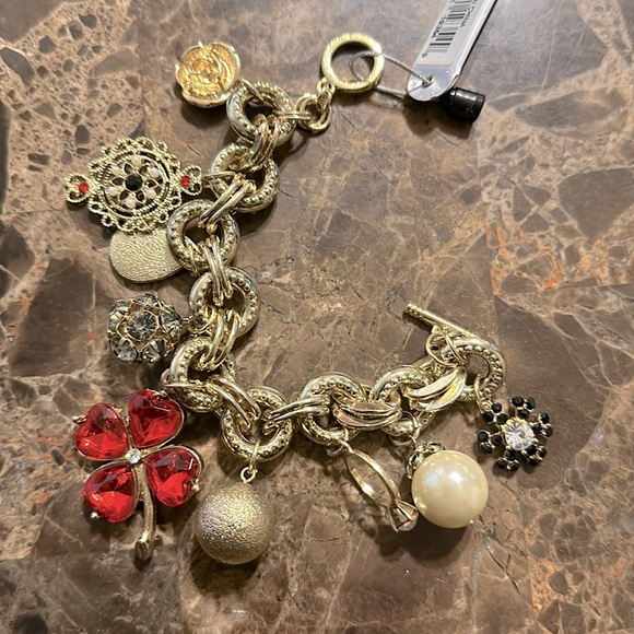 Guess Gold Bracelet with charms, Gold + Black + Red + White - Picture 2 of 2